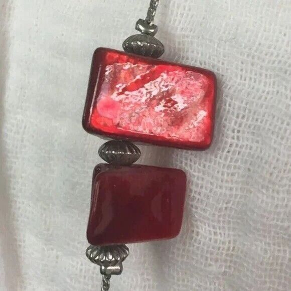 Silver Tone Beaded Rope Necklace 61” Long Chain Rhinestones Shell Beads Plastic - Picture 6 of 9